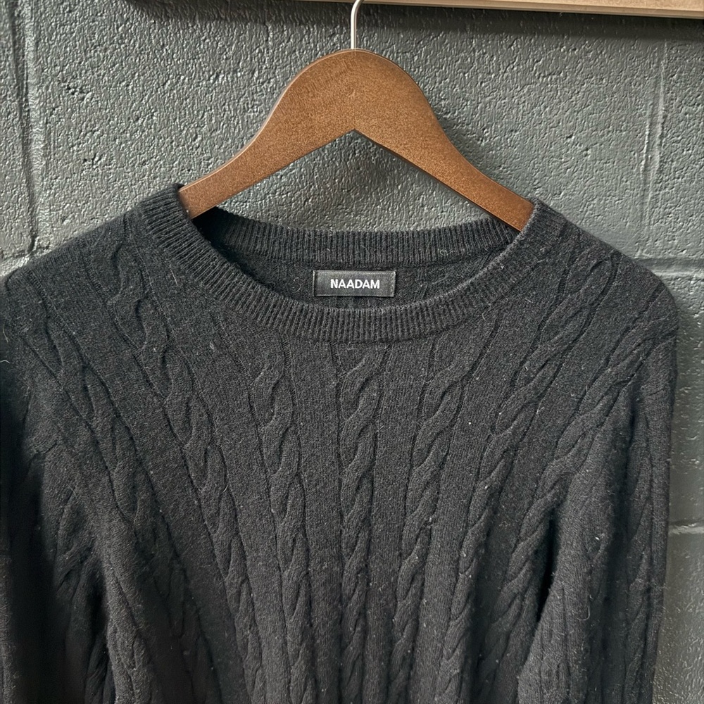 NAADAM Men's Charcoal Cable Knit Sweater